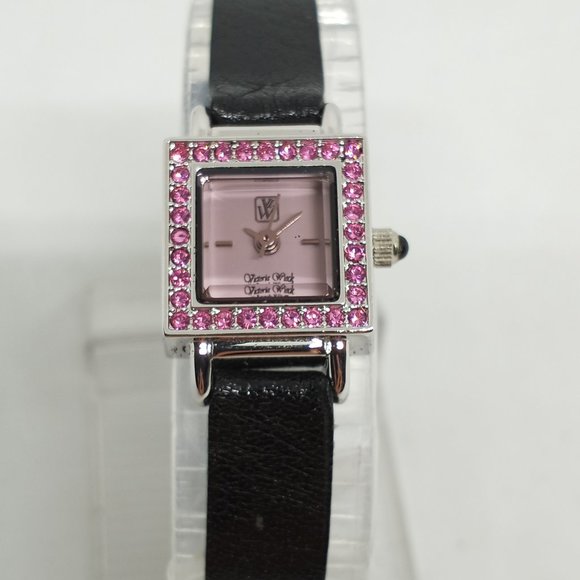Victoria Wieck Beverly Hills B2521/A Women's 15mm Pink Crystal Square Watch - Picture 3 of 11